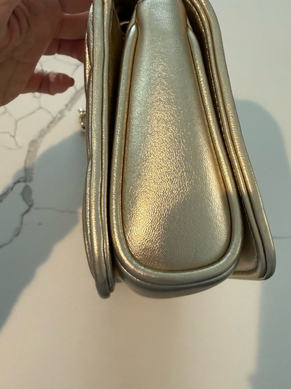 Miu Miu Gold Quilted Leather Shoulder Bag - Picture 5 of 9